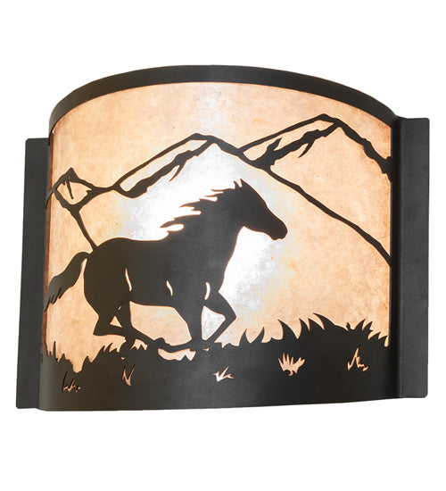 12" Wide Running Horses Wall Sconce