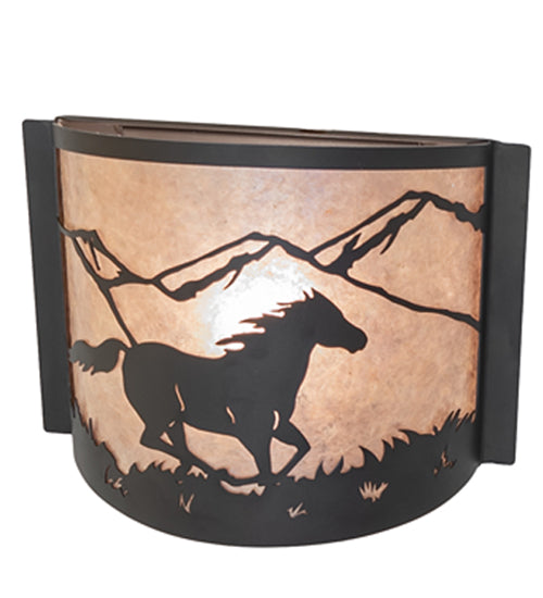 12" Wide Running Horses Wall Sconce