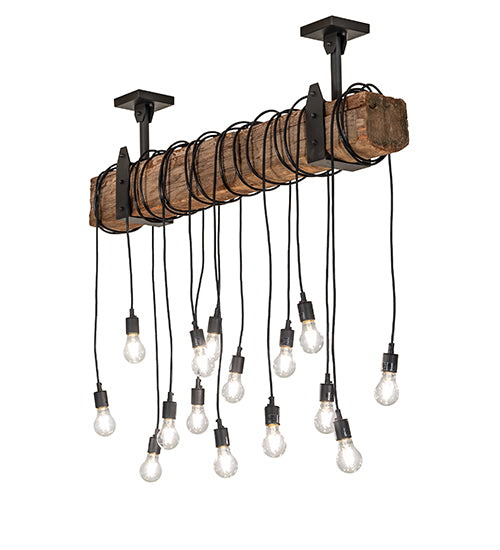 48" Long Alva Wood Beam 15 Light Pendant