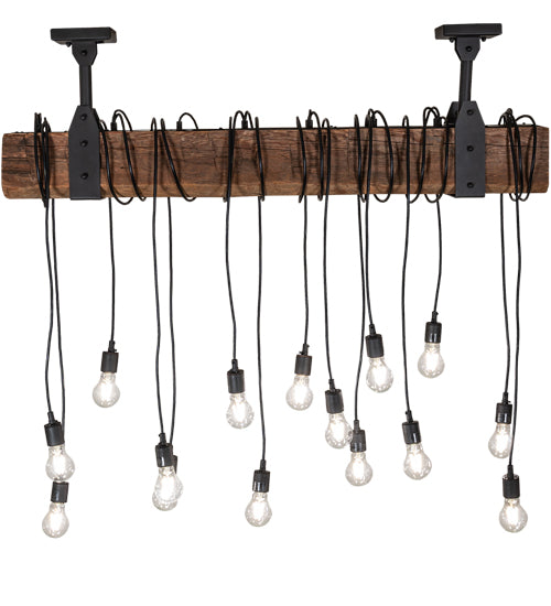 48" Long Alva Wood Beam 15 Light Pendant