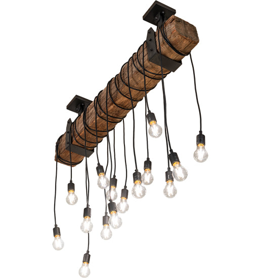 48" Long Alva Wood Beam 15 Light Pendant