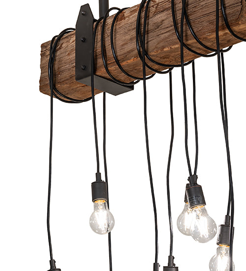 48" Long Alva Wood Beam 15 Light Pendant