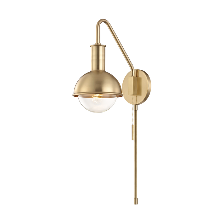 Riley Wall Sconce Steel Shade, 6" - Aged Brass