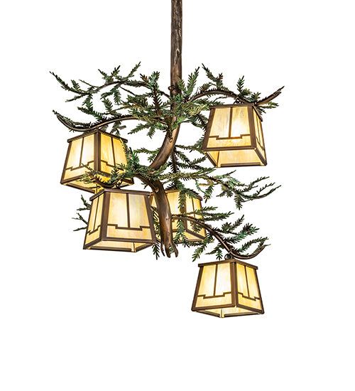 29" Wide Pine Branch 5 Light Chandelier