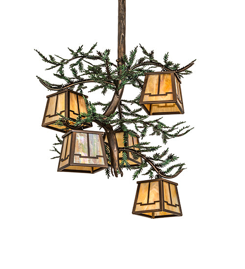 29" Wide Pine Branch 5 Light Chandelier