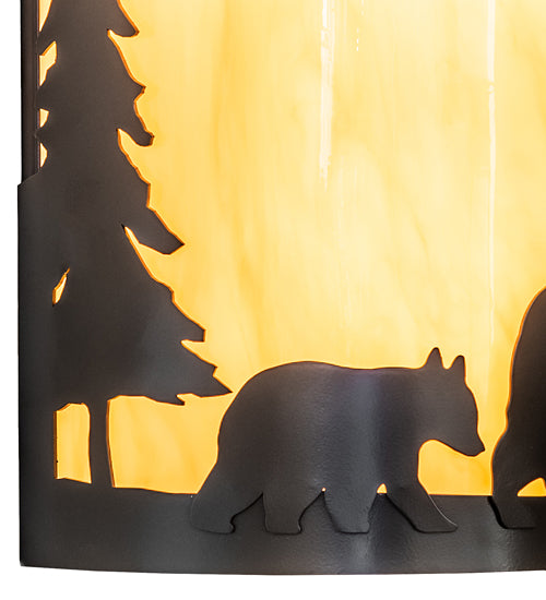 10" Wide Pine Tree And Bear Wall Sconce