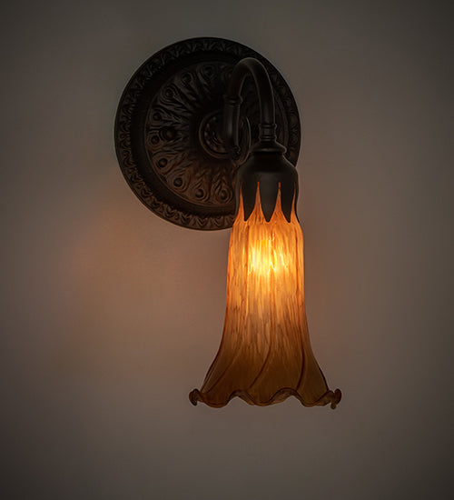 5.5" Wide Amber Tiffany Pond Lily Wall Sconce