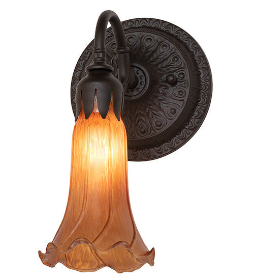 5.5" Wide Amber Tiffany Pond Lily Wall Sconce