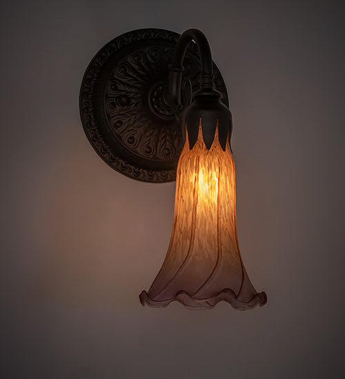 5.5" Wide Amber/Purple Tiffany Pond Lily Wall Sconce