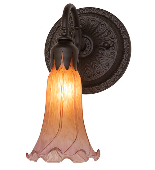 5.5" Wide Amber/Purple Tiffany Pond Lily Wall Sconce