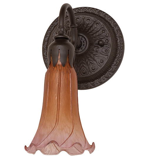 5.5" Wide Amber/Purple Tiffany Pond Lily Wall Sconce