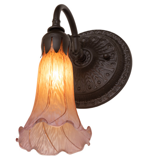 5.5" Wide Amber/Purple Tiffany Pond Lily Wall Sconce