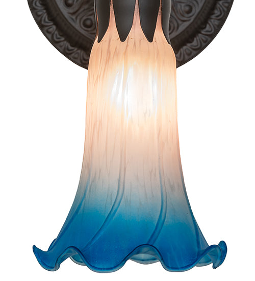 5.5" Wide Pink/Blue Tiffany Pond Lily Wall Sconce