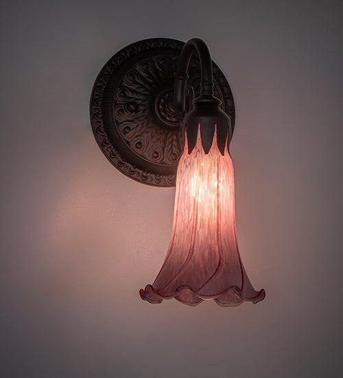 5.5" Wide Lavender Tiffany Pond Lily Wall Sconce