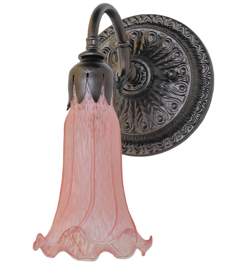 5.5" Wide Pink Tiffany Pond Lily Wall Sconce