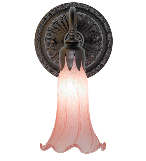 5.5" Wide Pink Tiffany Pond Lily Wall Sconce