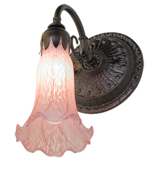 5.5" Wide Pink Tiffany Pond Lily Wall Sconce