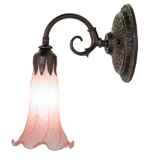 5.5" Wide Pink Tiffany Pond Lily Wall Sconce