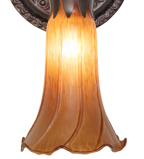 5.5" Wide Amber Tiffany Pond Lily Wall Sconce