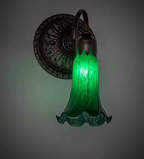 5.5" Wide Green Tiffany Pond Lily Wall Sconce