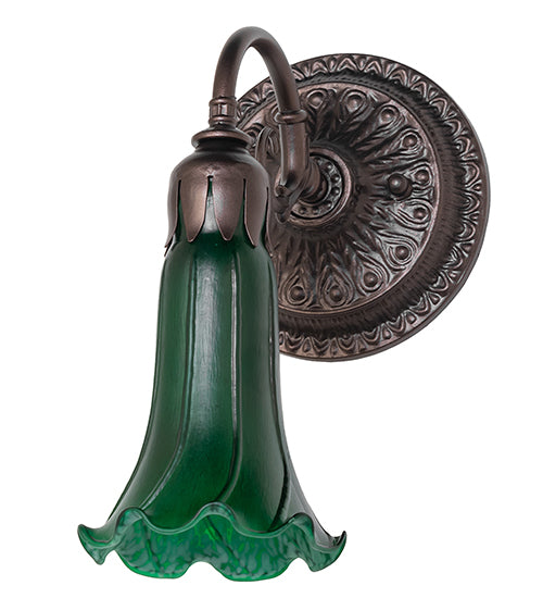 5.5" Wide Green Tiffany Pond Lily Wall Sconce