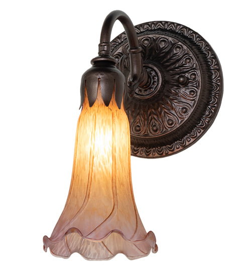 5.5" Wide Amber/Purple Tiffany Pond Lily Wall Sconce