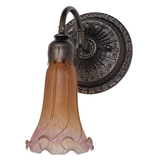 5.5" Wide Amber/Purple Tiffany Pond Lily Wall Sconce