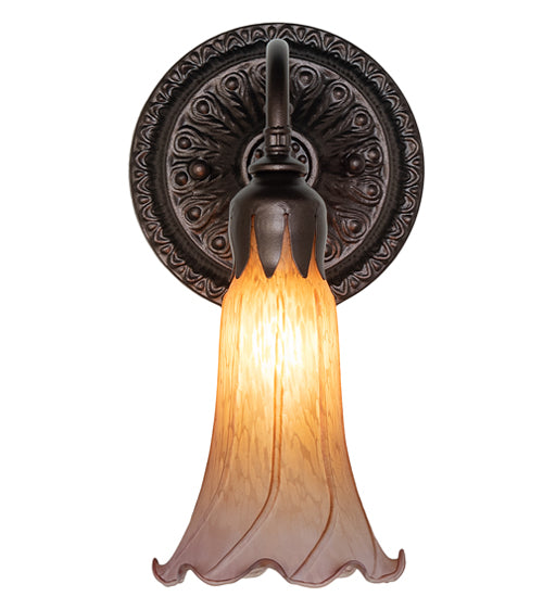 5.5" Wide Amber/Purple Tiffany Pond Lily Wall Sconce