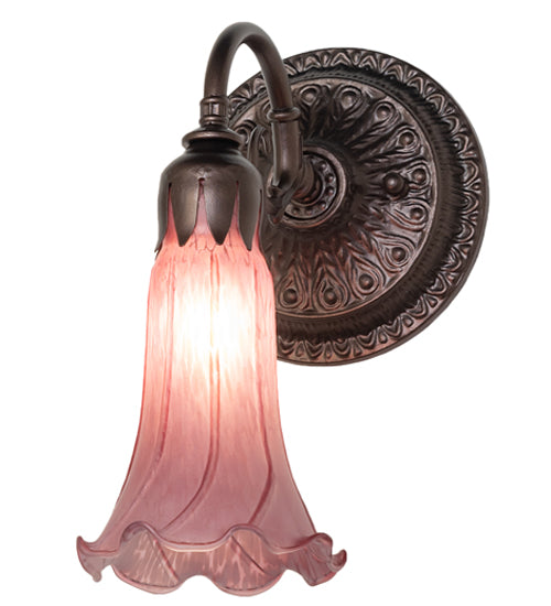 5.5" Wide Lavender Tiffany Pond Lily Wall Sconce