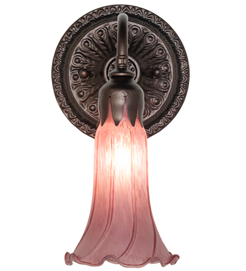 5.5" Wide Lavender Tiffany Pond Lily Wall Sconce