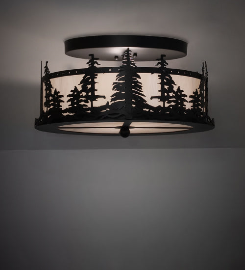 16" Wide Tall Pines Flushmount