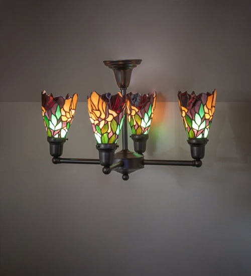 24" Wide Iris Revival 4 Light Chandelier