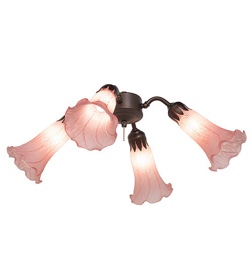 19" Wide Pink Tiffany Pond Lily 4 Light Fan Light