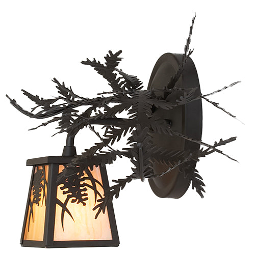 16" Wide Pine Branch Right Wall Sconce