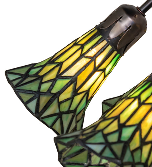 24" High Stained Glass Pond Lily 10 Light Table Lamp