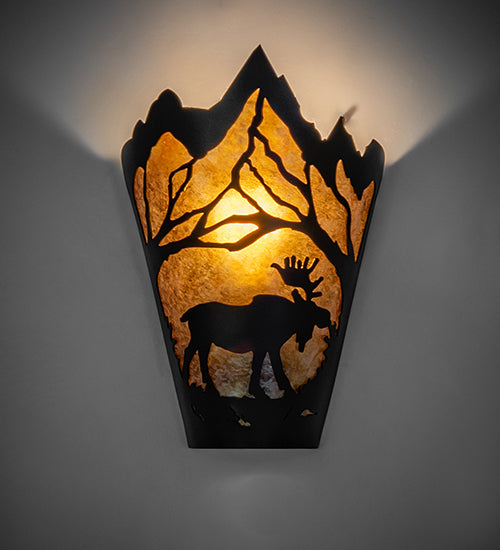 8" Wide Moose At Dawn Right Wall Sconce