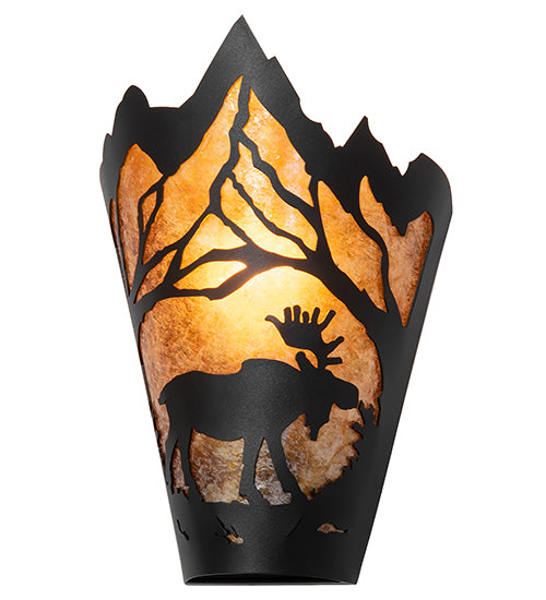 8" Wide Moose At Dawn Right Wall Sconce