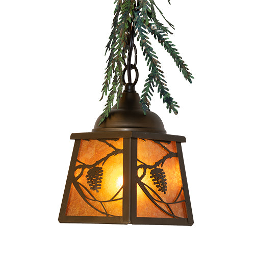 5" Square Pine Branch Valley View Mini Pendant