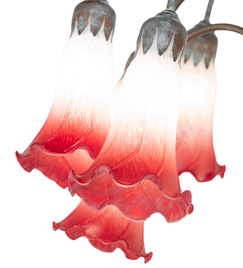 61" High Pink/White Tiffany Pond Lily 12 Light Floor Lamp