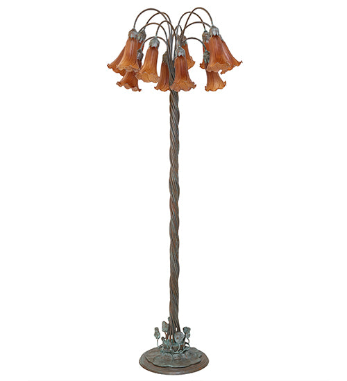 61" High Amber Tiffany Pond Lily 12 Light Floor Lamp