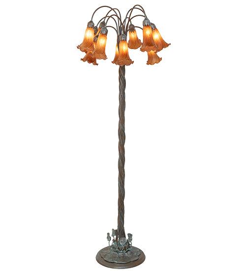 61" High Amber Tiffany Pond Lily 12 Light Floor Lamp