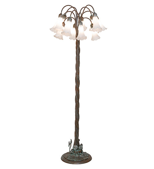 61" High White Tiffany Pond Lily 12 Light Floor Lamp