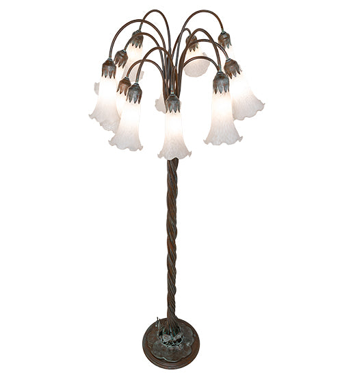 61" High White Tiffany Pond Lily 12 Light Floor Lamp