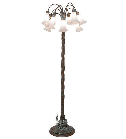 61" High White Tiffany Pond Lily 12 Light Floor Lamp