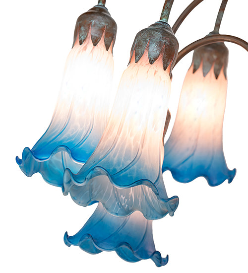 61" High Pink/Blue Tiffany Pond Lily 12 Light Floor Lamp