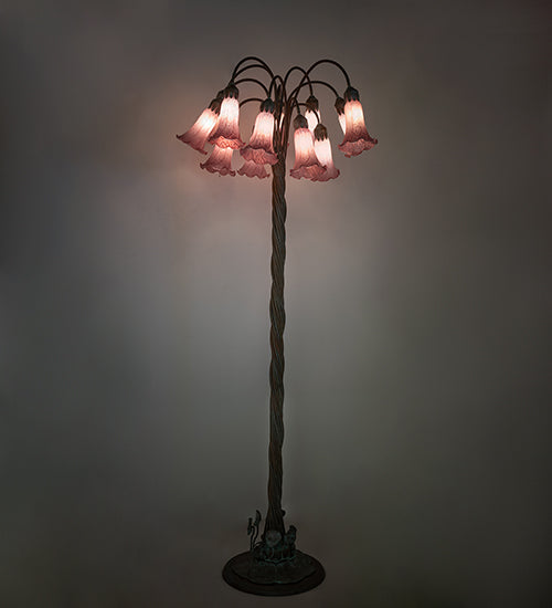 61" High Lavender Tiffany Pond Lily 12 Light Floor Lamp