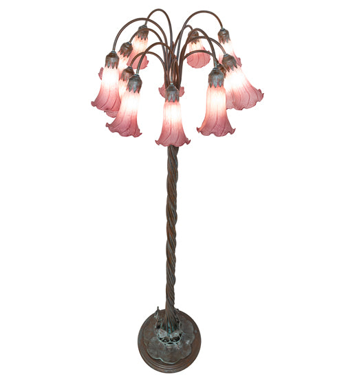 61" High Lavender Tiffany Pond Lily 12 Light Floor Lamp