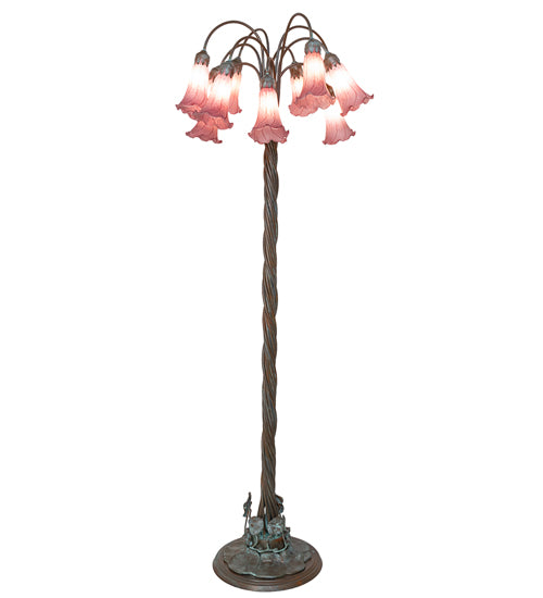 61" High Lavender Tiffany Pond Lily 12 Light Floor Lamp