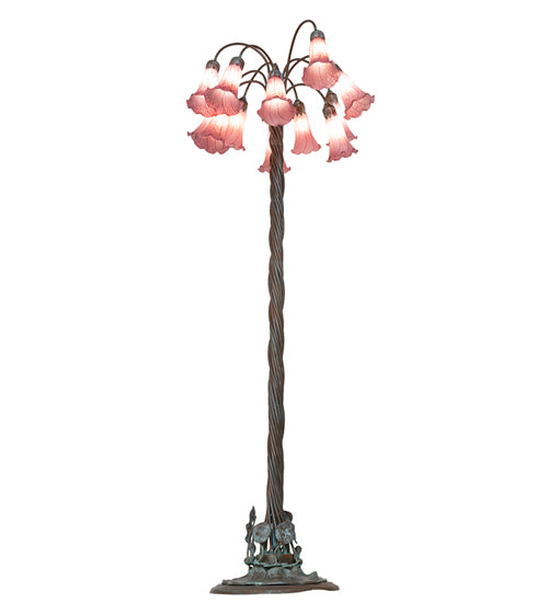 61" High Lavender Tiffany Pond Lily 12 Light Floor Lamp