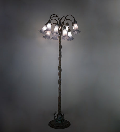 61" High Gray Tiffany Pond Lily 12 Light Floor Lamp